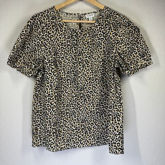 Women's J. Crew Leopard Print Short Sleeve Pullover Blouse Size Small - Picture 1 of 8